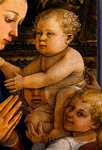 Detail from Filippo Lippi - Madonna col Bambino e due angeli - Google Art Project. Free illustration for personal and commercial use.