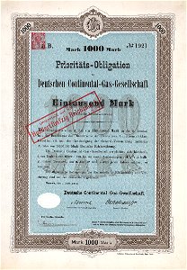 Deutsche Continental-Gas-Gesellschaft 1000 Mk 1884