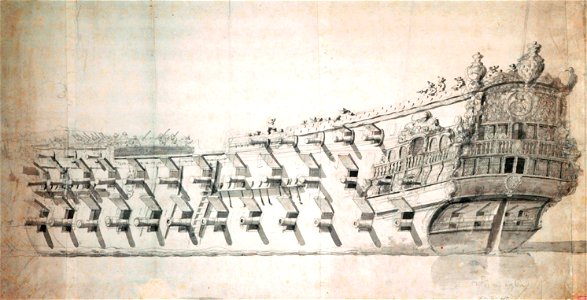 Dessin présumé du vaisseau français le Fort en 1673