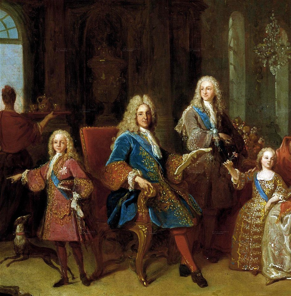 Detail of the 1723 painting of the family of Felipe V of Spain (King Felipe V and his sons), Jean Ranc