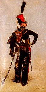 Detaille - A Rank Soldier of the 7th Hussar Regiment. Free illustration for personal and commercial use.