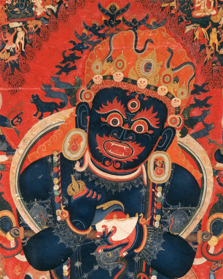 Detail, 15th-century painting from Tibet, Central Tibetan - Mahakala, Protector of the Tent - Google Art Project (cropped) (cropped)