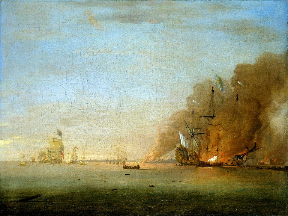 Destruction of the Soleil Royal at the Battle of La Hogue, 23 May 1692 RMG BHC0334