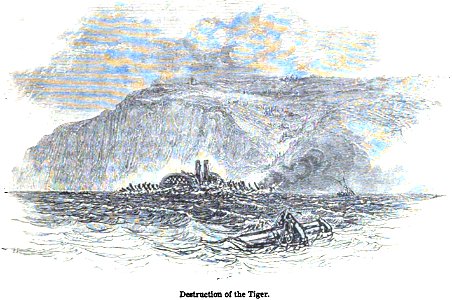Destruction of the Tiger. George Dodd. Pictorial history of the Russian war 1854-5-6. Free illustration for personal and commercial use.
