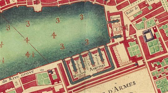 Detail du plan du port de Marseille avec arsenal des galeres en 1700