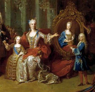Detail of the 1723 portrait of the Family of Philip V of Spain, Jean Ranc. Free illustration for personal and commercial use.