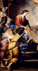 Detalle de la Aparición de la Virgen a San Ildefonso, de Murillo (Museo del Prado)