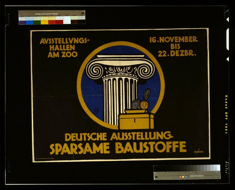 Deutsche Ausstellung, Sparsame Baustoffe. Ausstellungshallen am Zoo, 16. November bis 22 Dezbr. - Gipkens. LCCN2004665896