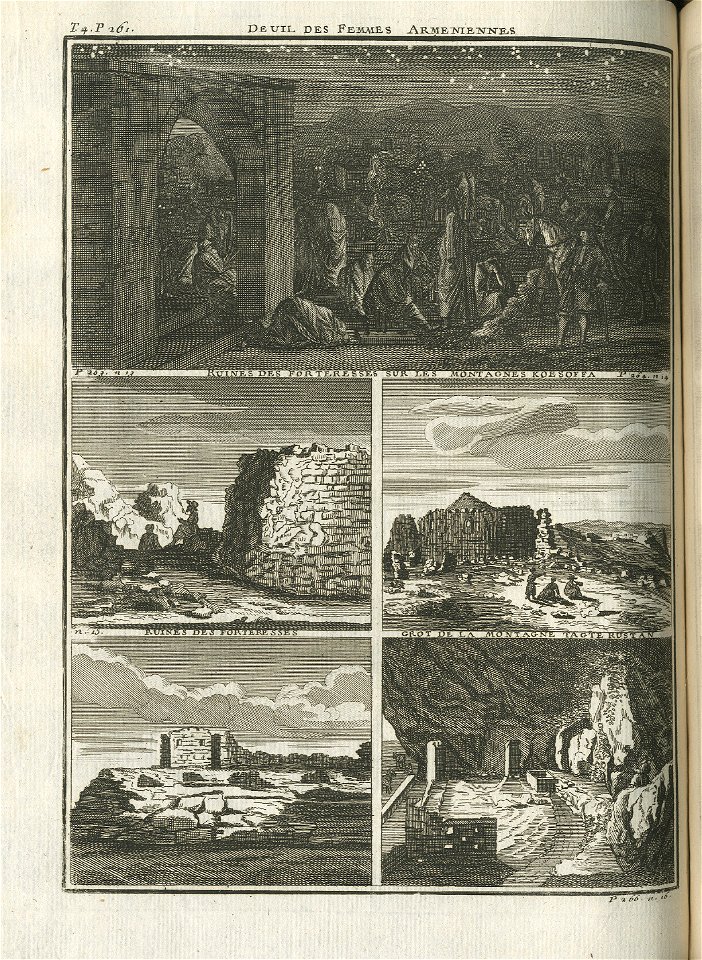 Deuil des Femmes Armeniennes -Ruines des forteresses sur les montagnes Koesoffa-Ruines des forteresses - Grot de la mont - Bruyn Cornelis De - 1725