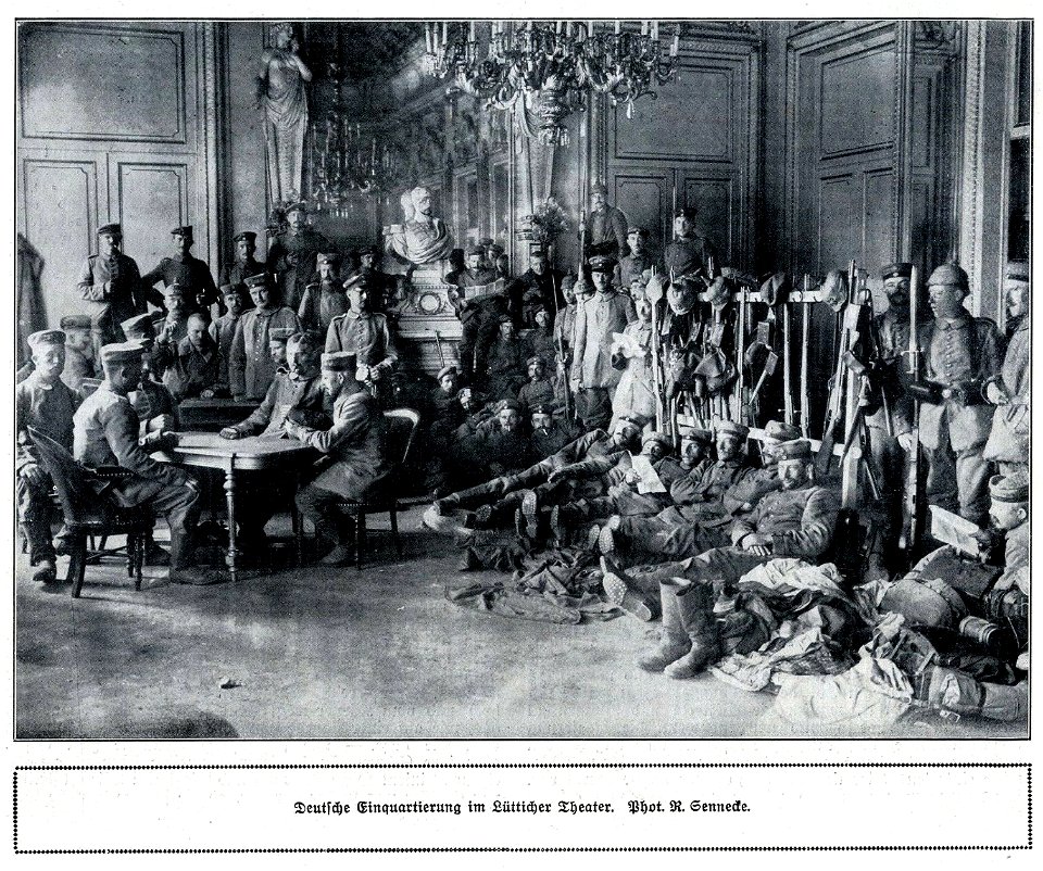 Deutsche Einquartierung im Lütticher Theater, 1914