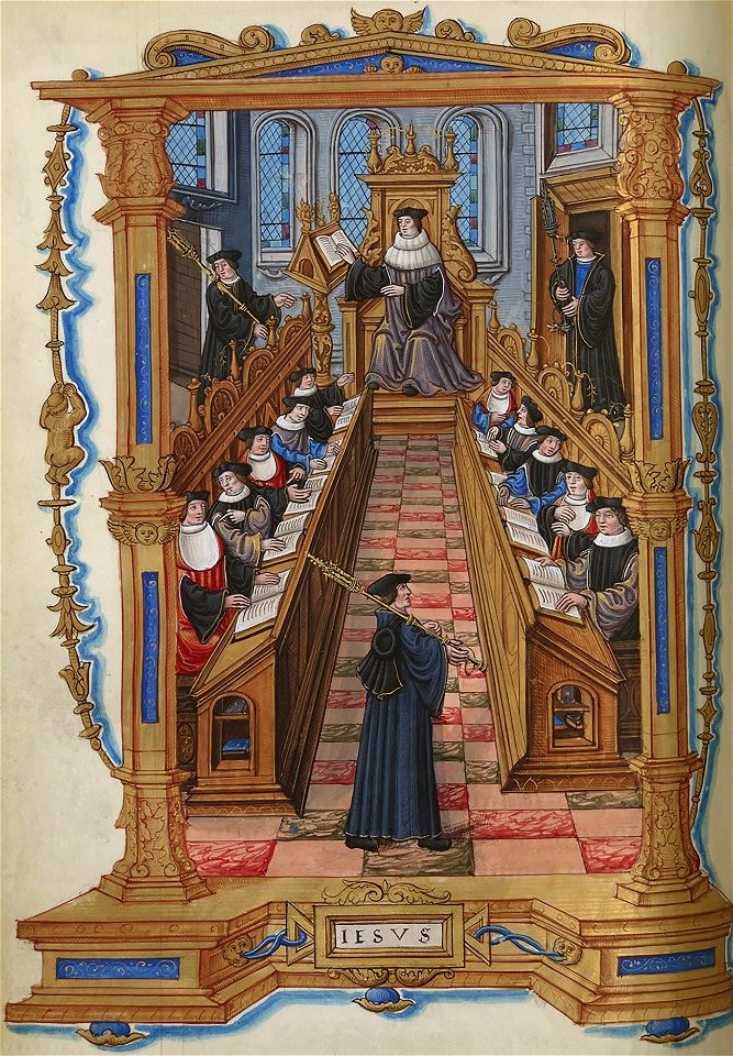Doctors at University of Paris by Etienne Colaud, from Chants Royaux, 1537 (42046662921)