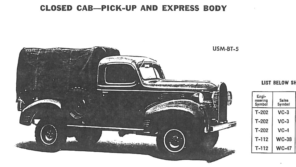 Dodge T-202 VC-3, VC-4 Closed Cab Pickup Express (USM-BT-5) from SNL G ...