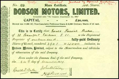 Dodson Motors 1909