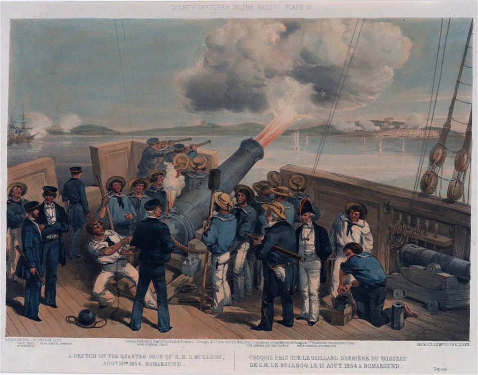 Dolby's Sketches in the Baltic. A Sketch on the Quarter Deck of H.M.S. Bulldog Augt 15th 1854 Bomarsund PAG9248