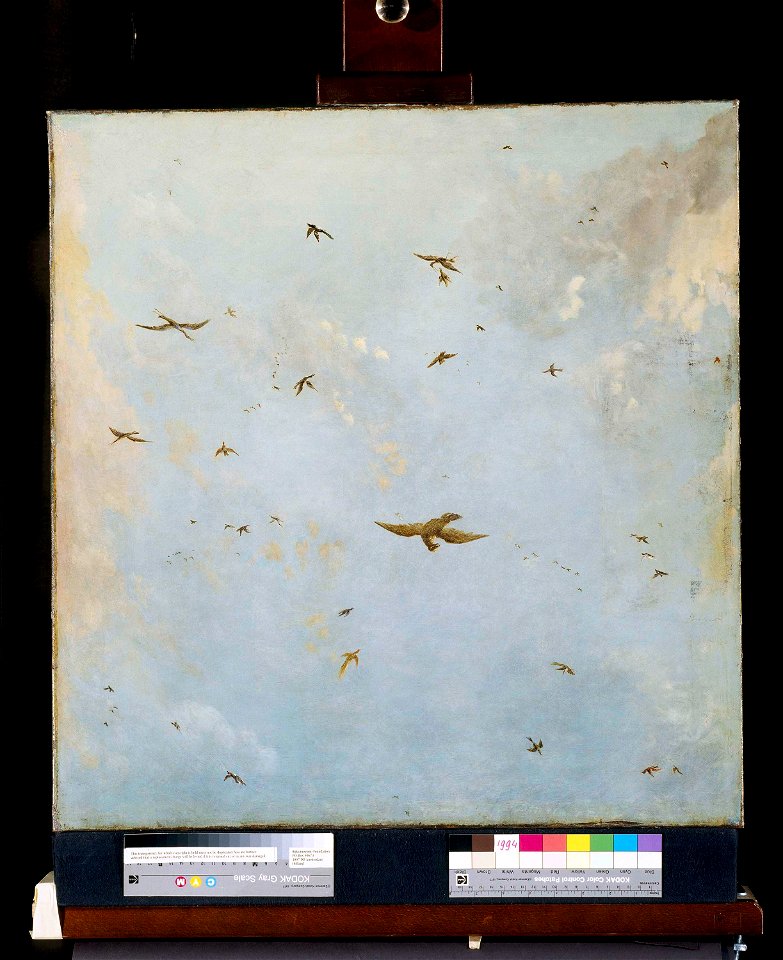 Dolls-house Ceiling-Painting of a Cloudy Sky with Birds
