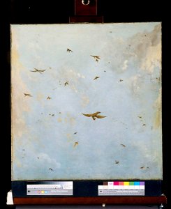 Dolls-house Ceiling-Painting of a Cloudy Sky with Birds