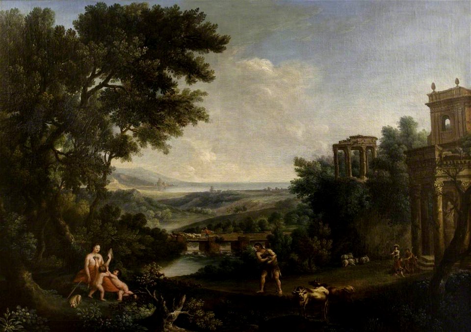 Domenico Fattori (c.1705-1780) - A Classical Landscape with Figures and Cattle - 533911 - National Trust