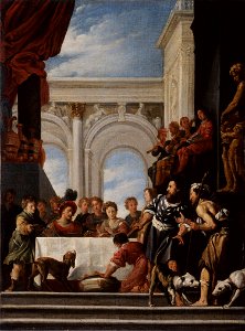 Domenico Fetti - El pobre Lázaro y el malvado rico (Banquete en casa de Herodes)