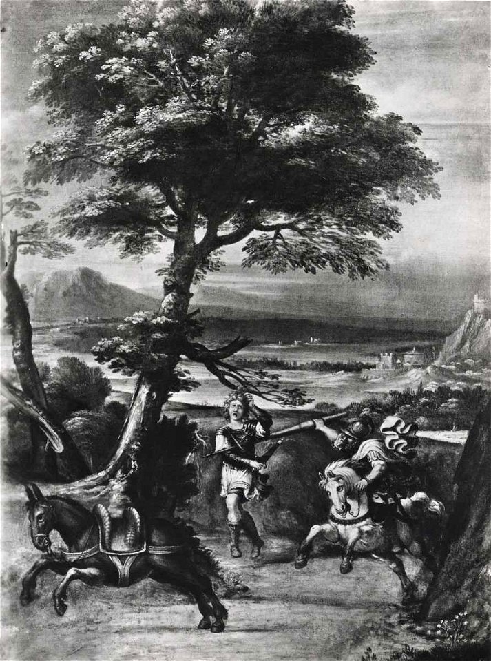 Domenichino - Paesaggio con scena biblica, Musée du Louvre. Free illustration for personal and commercial use.