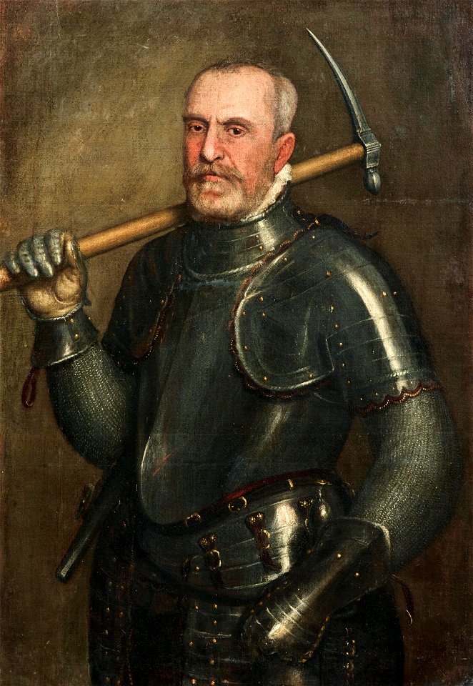Domenico Brusasorzi (attr) Portrait of Giulio Savorgnan with a pickaxe