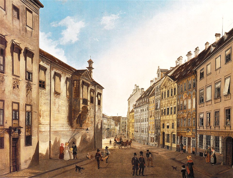 Domenico Quaglio (1787 - 1837), München - Die Residenzstraße gegen den Max-Joseph-Platz im Jahr 1826
