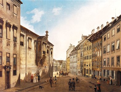 Domenico Quaglio (1787 - 1837), München - Die Residenzstraße gegen den Max-Joseph-Platz im Jahr 1826