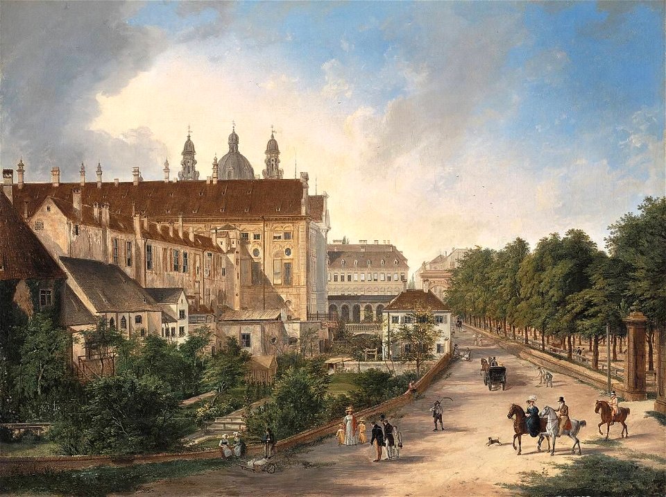 Domenico Quaglio - Die Nordseite der Königlichen Residenz im Jahr 1828 - WAF 789 - Bavarian State Painting Collections