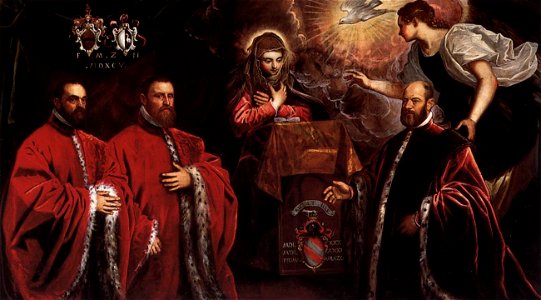 Domenico Tintoretto - Annunciation and Three Avogadri - WGA19631
