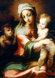 Domenico Beccafumi - Madonna and child with infant John the Baptist - Google Art Project. Free illustration for personal and commercial use.