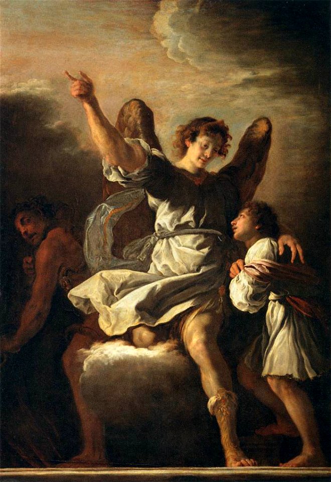 Domenico Fetti - The Guardian Angel Protecting a Child from the Empire of the Demon - WGA7849