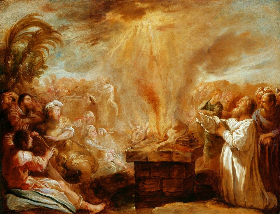Domenico Fetti (Rome c. 1588-Venice 1623) - The Sacrifice of Elijah Before the Priests of Baal - RCIN 405466 - Royal Collection