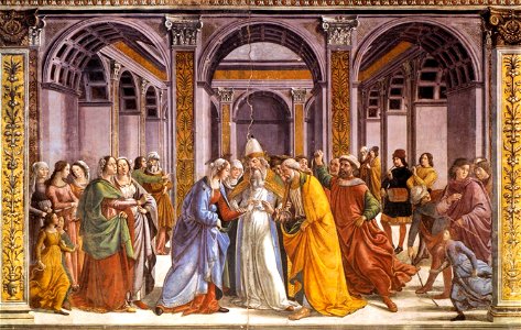 Domenico Ghirlandaio - Marriage of Mary - WGA8838. Free illustration for personal and commercial use.