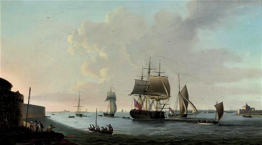 Dominic Serres - An English frigate running into Portsmouth harbour