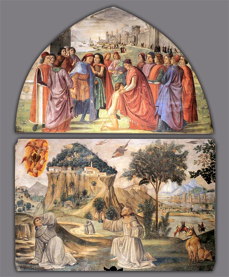 Domenico Ghirlandaio - Left wall of the Sassetti Chapel (detail) - WGA08794
