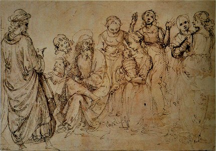 Domenico Ghirlandaio - Étude Imposition du nom de Jean. Free illustration for personal and commercial use.