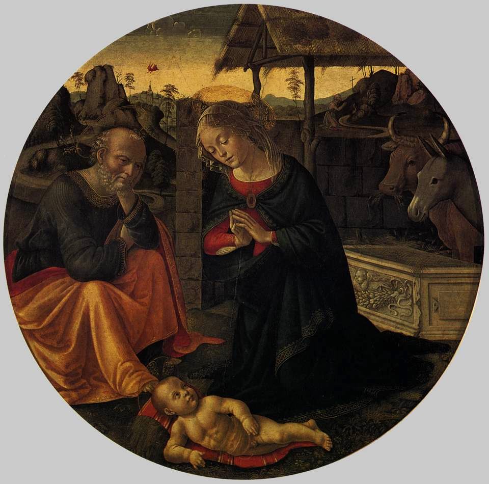 Domenico ghirlandaio, tondo con l'adorazione del bambino