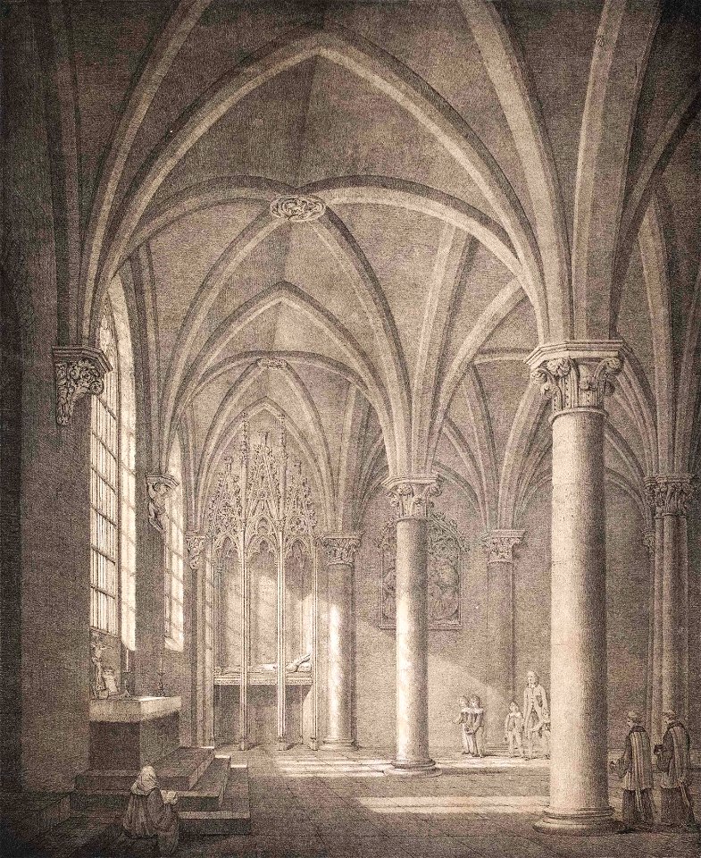 Domenico Quaglio Straßburger Münster mit Grabmal Lichtenberg