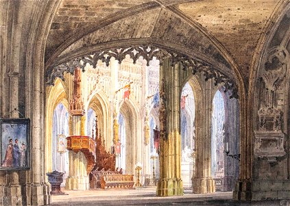 Domenico Quaglio Blick in das Langhaus einer gotischen Kathedrale