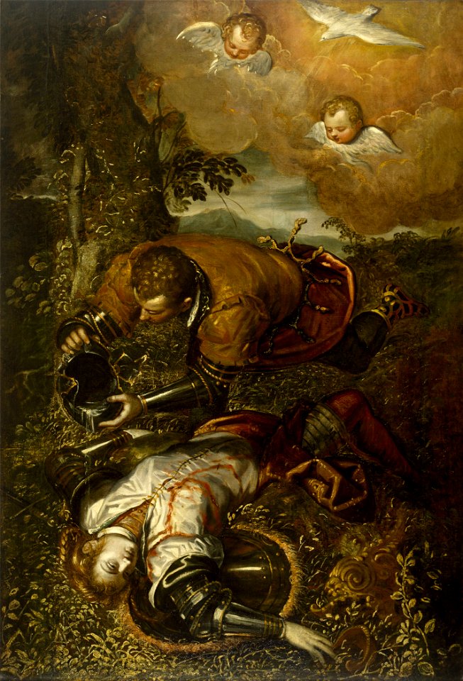 Domenico Tintoretto - Tancred Baptizing Clorinda - Google Art Project