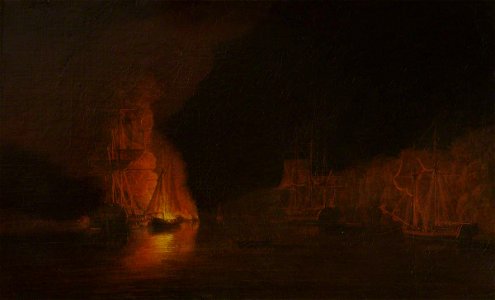 Dominic Serres (1722-1793) - American Fire Ships on the Hudson, 16 August 1776 - 926826 - National Trust
