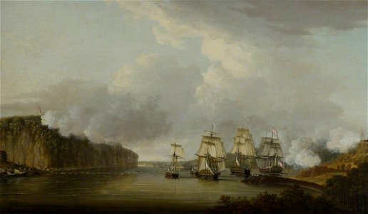 Dominic Serres (1722-1793) - Forcing the Boom on the Hudson River, 9 October 1776 - 926824 - National Trust