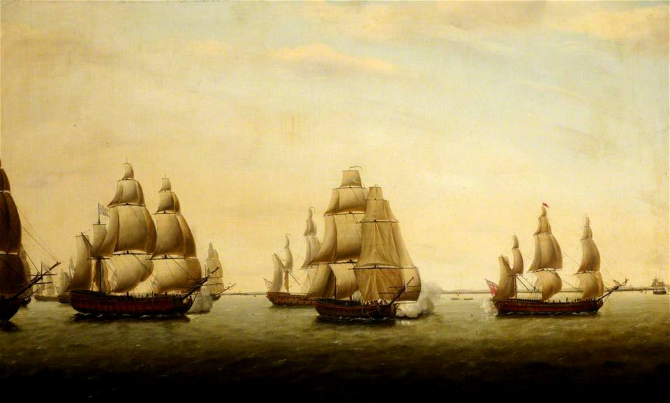 Dominic Serres (1722-1793) - An English Frigate Chased by the French off the Indian Coast - BHC1068 - Royal Museums Greenwich