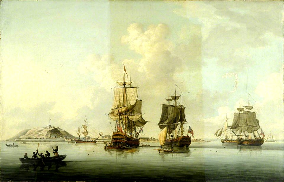 Dominic Serres (1722-1793) - Attack on Goree, 29 December 1758, Ships at Anchor after the Action - BHC0388 - Royal Museums Greenwich