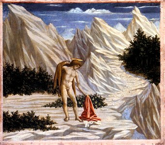 Domenico Veneziano - St John in the Wilderness (predella 2) - WGA06433. Free illustration for personal and commercial use.