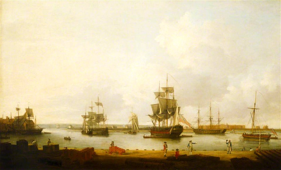 Dominic Serres (1722-1793) - Ships off the Gun Wharf at Portsmouth, 1770 - BHC1920 - Royal Museums Greenwich