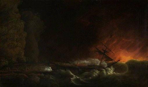 Dominic Serres (1722-1793) - The Shipwreck of the 'Phoenix' at Night on the Coast of Cuba, 4 October 1780 - 926827 - National Trust