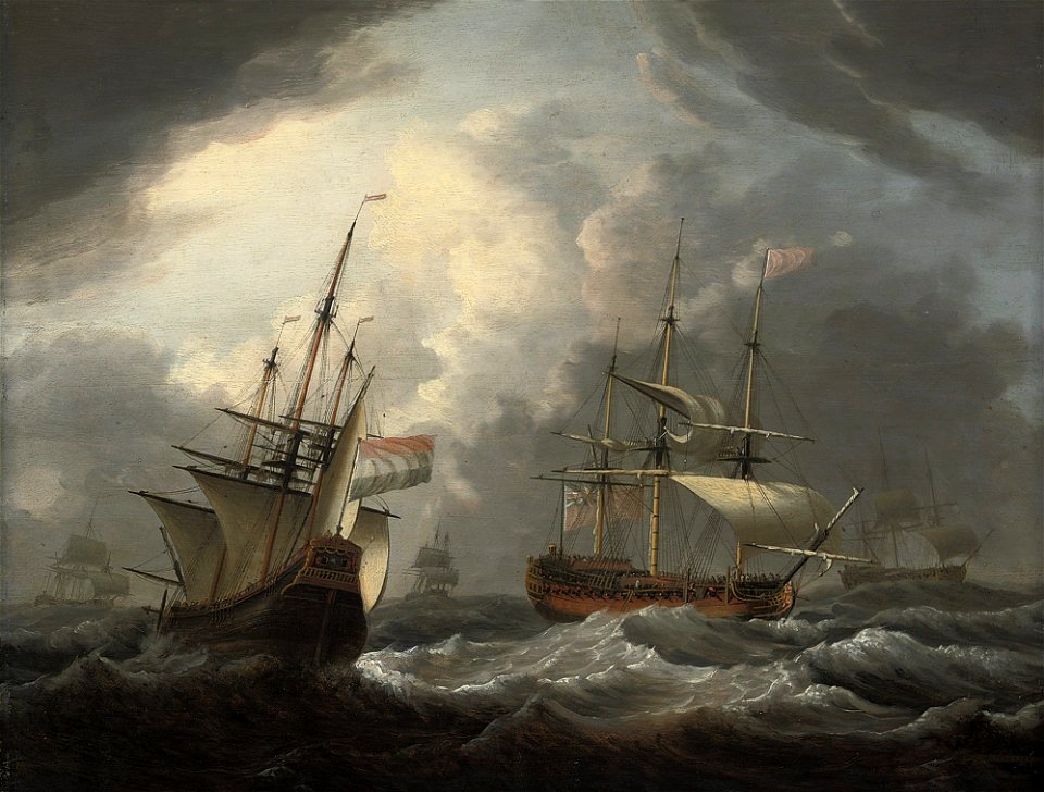 Dominic Serres - An English frigate passing a Dutch merchantman