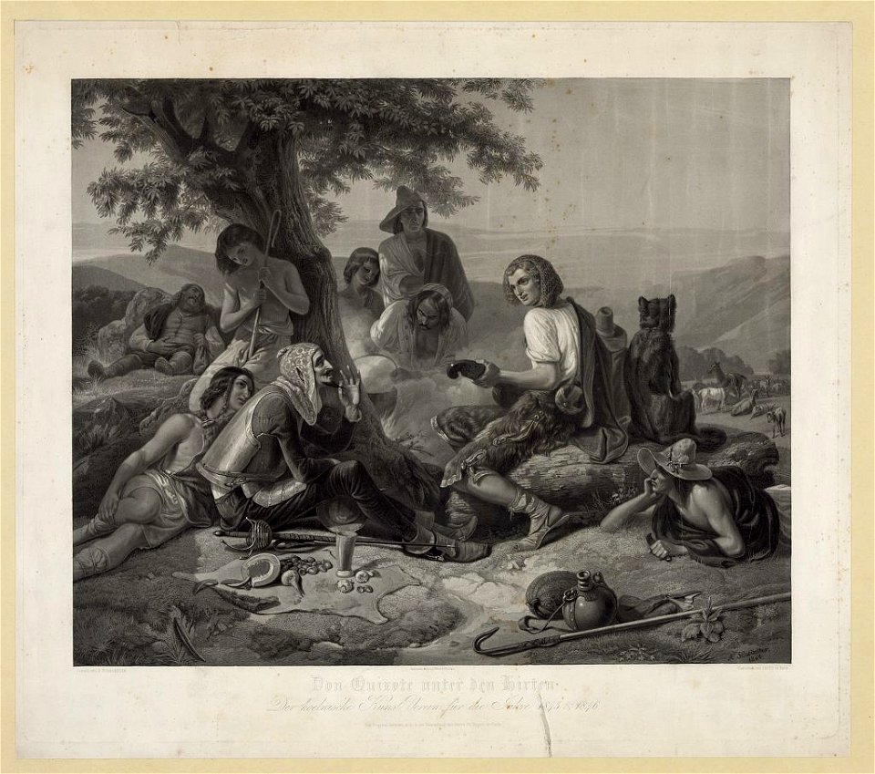 Don Quixote unter der Hirten-Der koelnische Kunst Verein fur die Jahre 1845 & 1846 - gemalt von A. Schroedter ; gestochen von Jazet in Paris. LCCN91726502