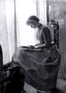 Dona llegint al costat de la finestra - Joan Brull i Vinyoles (1863-1912)