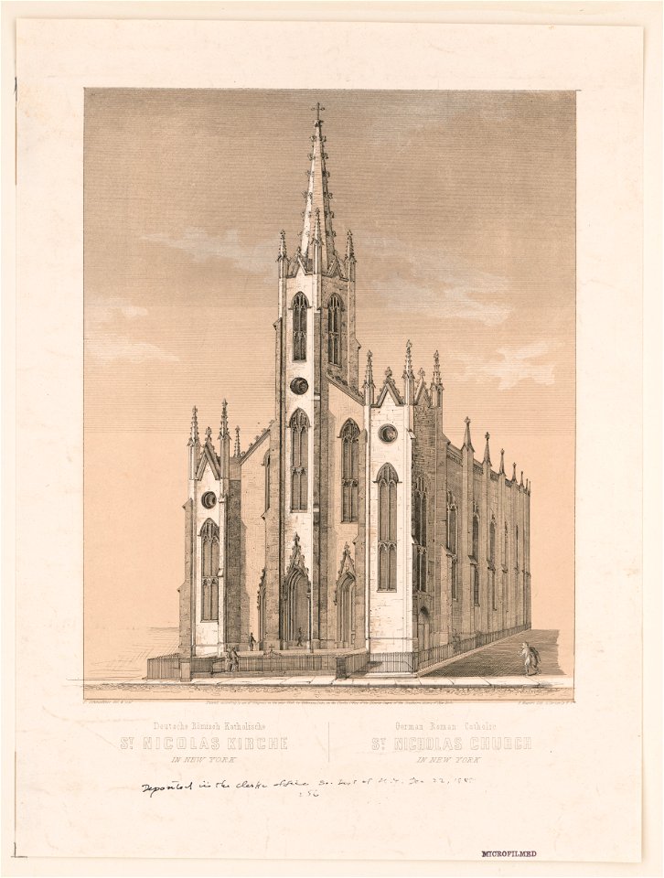 Deutsche Romisch Katholische. St. Nicholas Kirche in New York. German Roman Catholic St. Nicholas Church in New York LCCN2003671734
